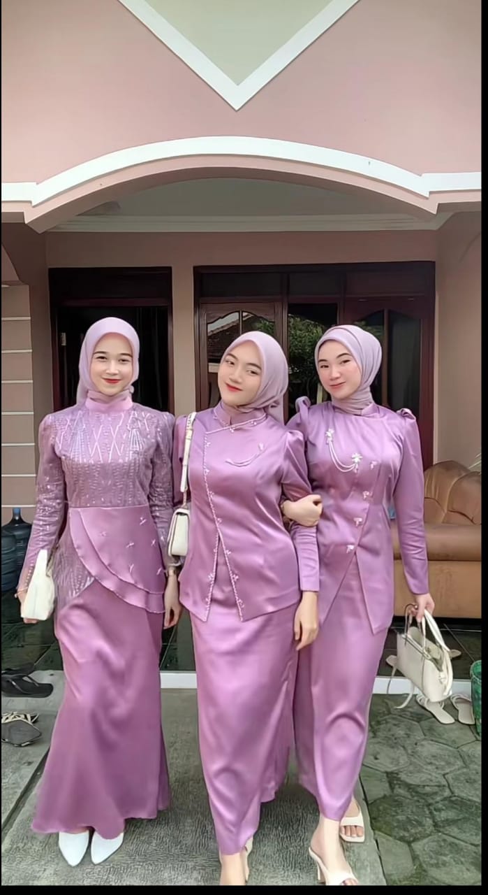 Jahit Baju Bridesmaid Muslimah Bahan Satin - Bisa Request Model & Ukuran Sendiri - Mulai Rp 100.000